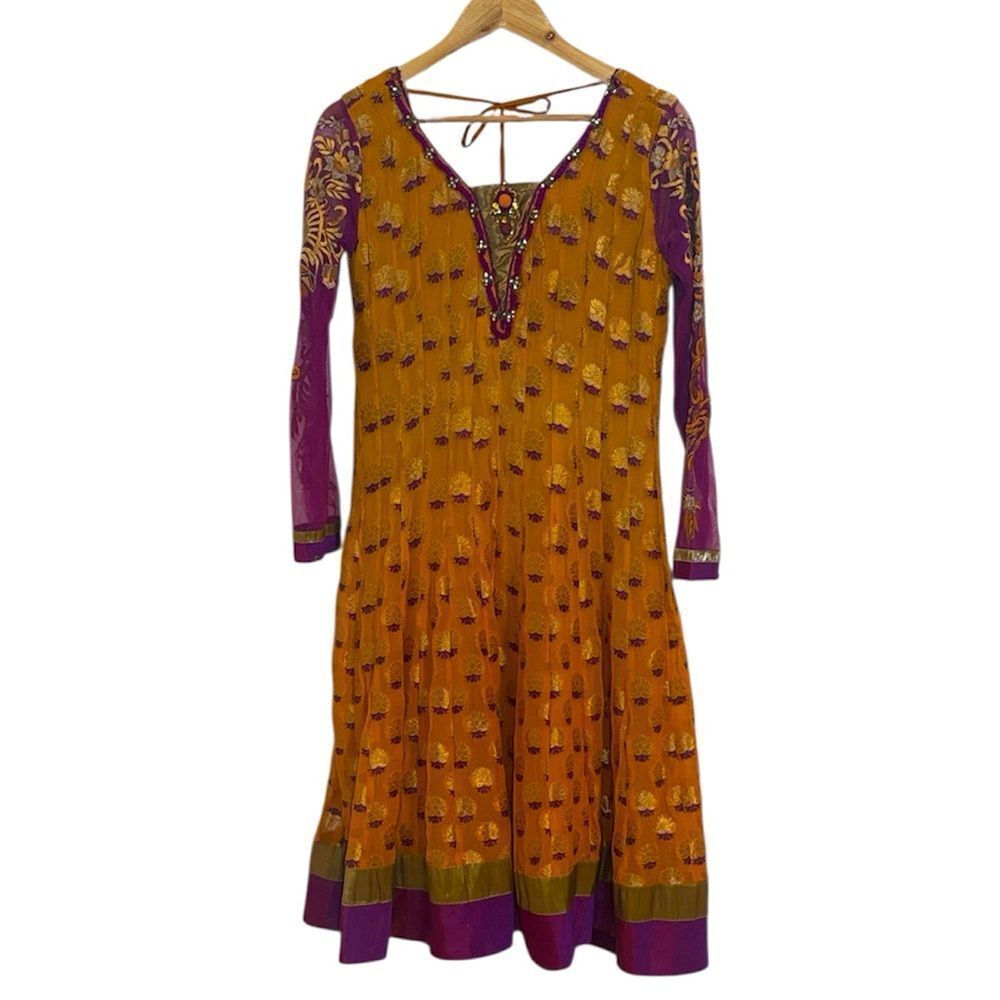 Asian Pakistani/ Indian dress, costume, gold and purple, 44